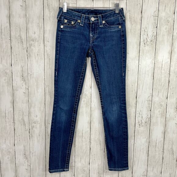 True Religion Lone Star Legging Denim Skinny Jeans Crystal Logo 24 - Picture 1 of 9